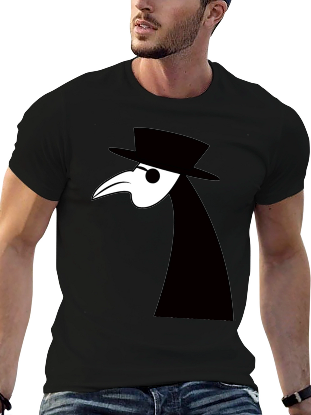 Plague Doctor Graphic Tee - Unique Black T-Shirt