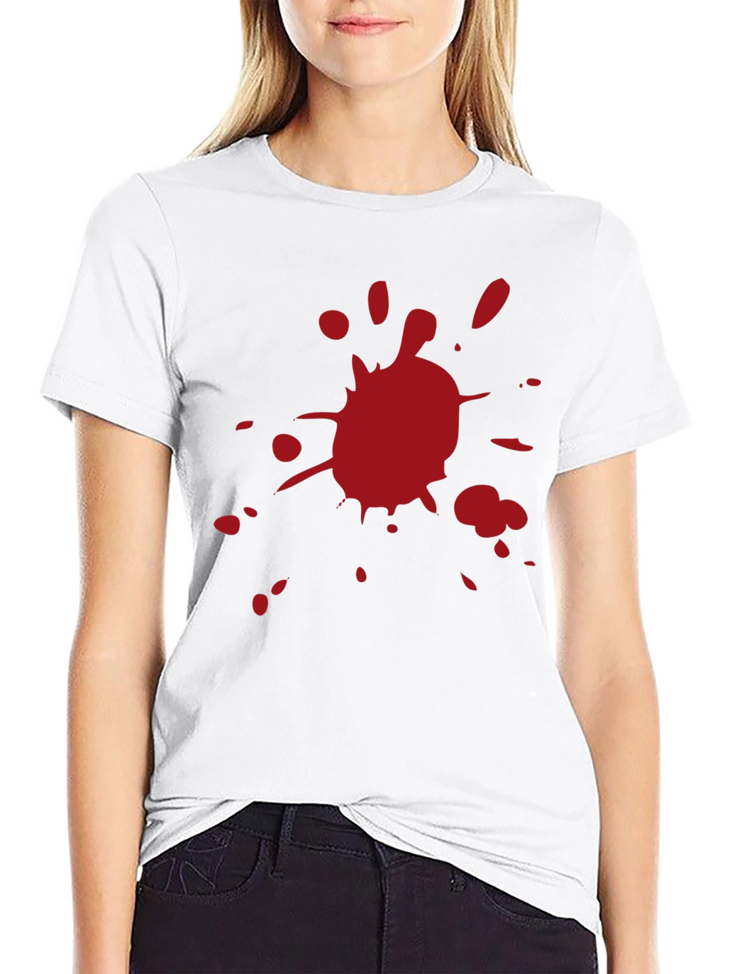 Red Splatter Graphic Black T-Shirt