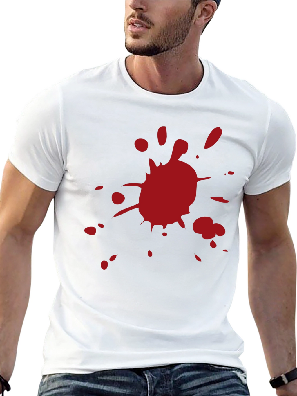 Red Splatter Graphic Black T-Shirt