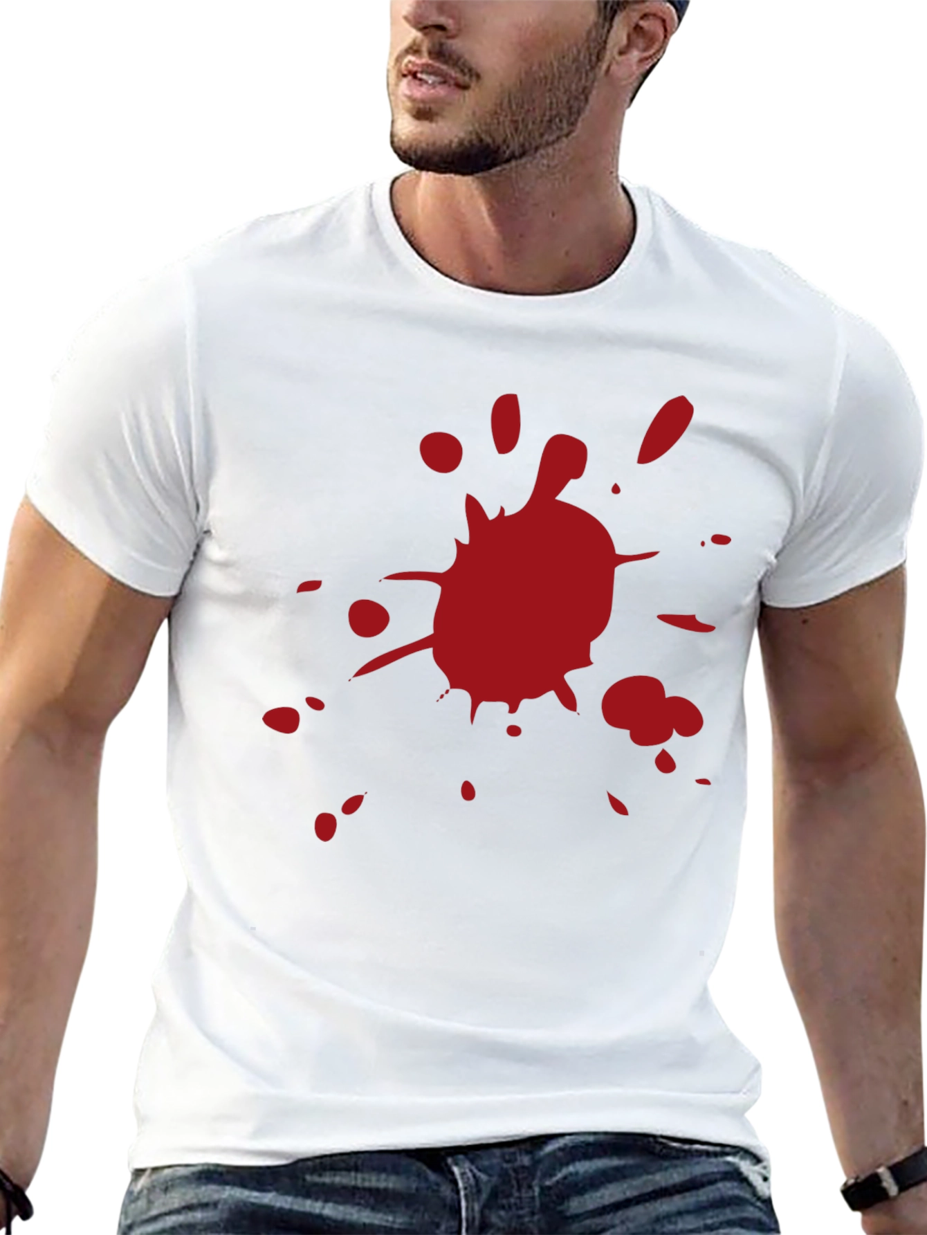 Red Splatter Graphic Black T-Shirt