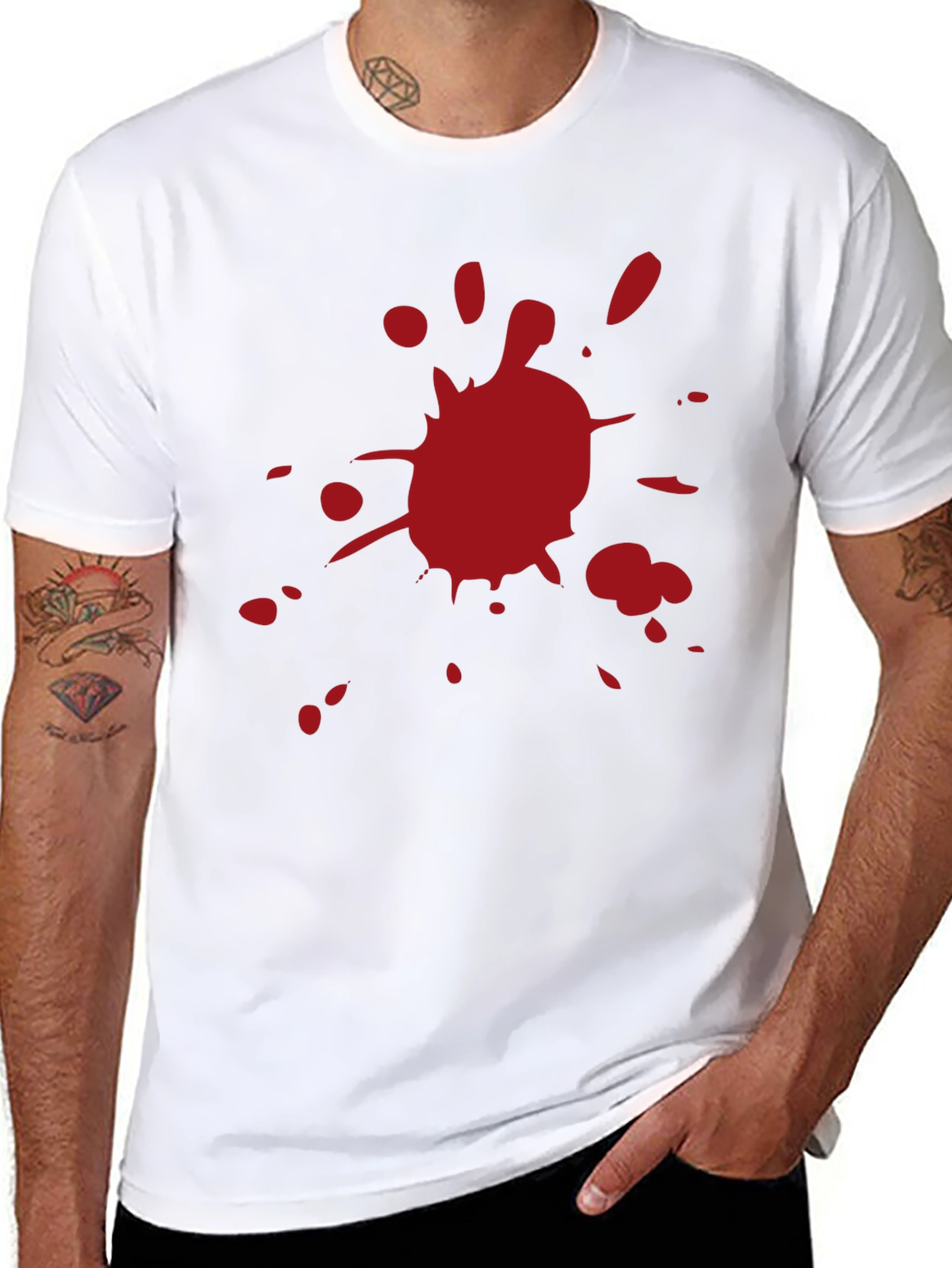 Red Splatter Graphic Black T-Shirt