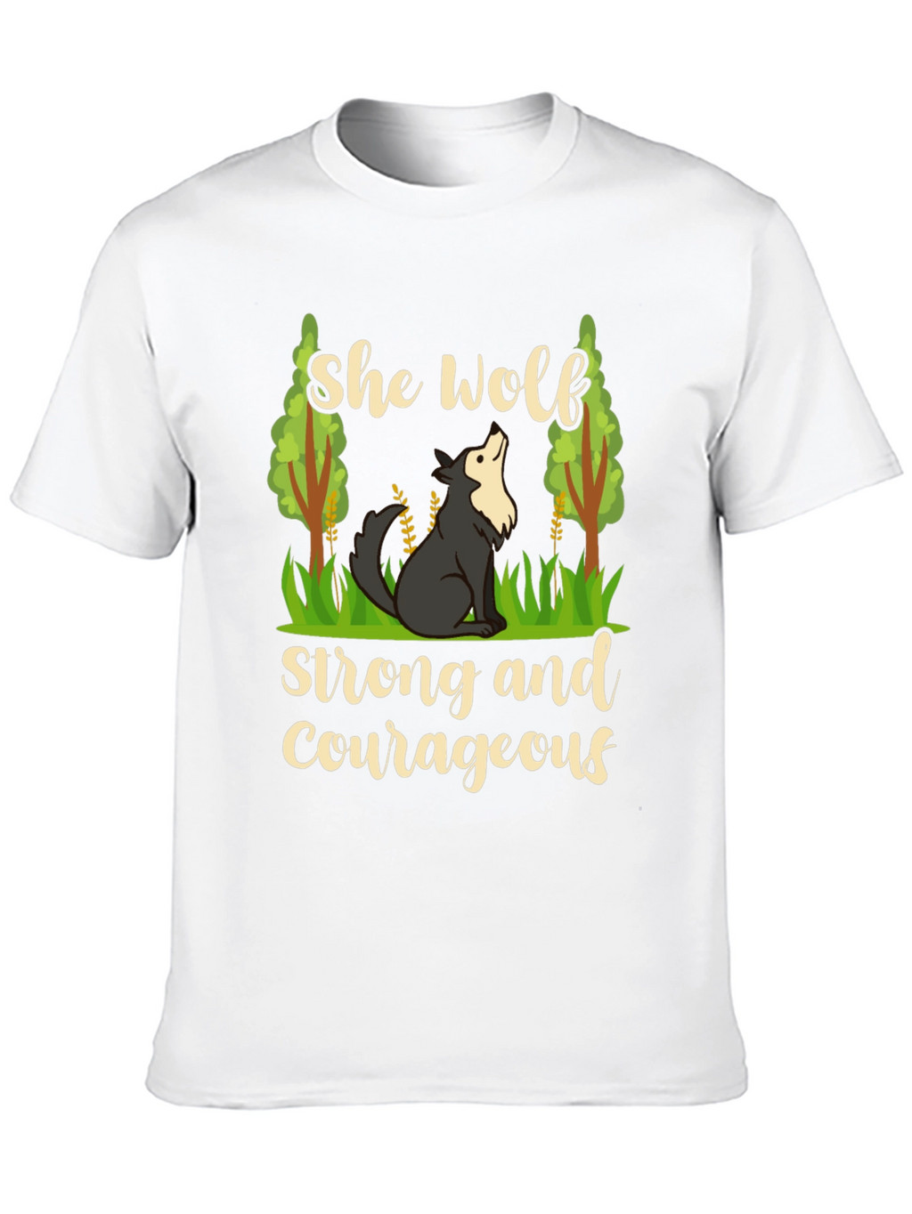 She Wolf Strong and Courageous Black T-Shirt