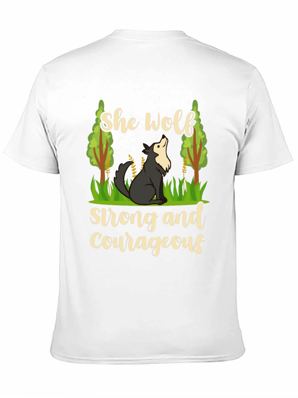 She Wolf Strong and Courageous Black T-Shirt