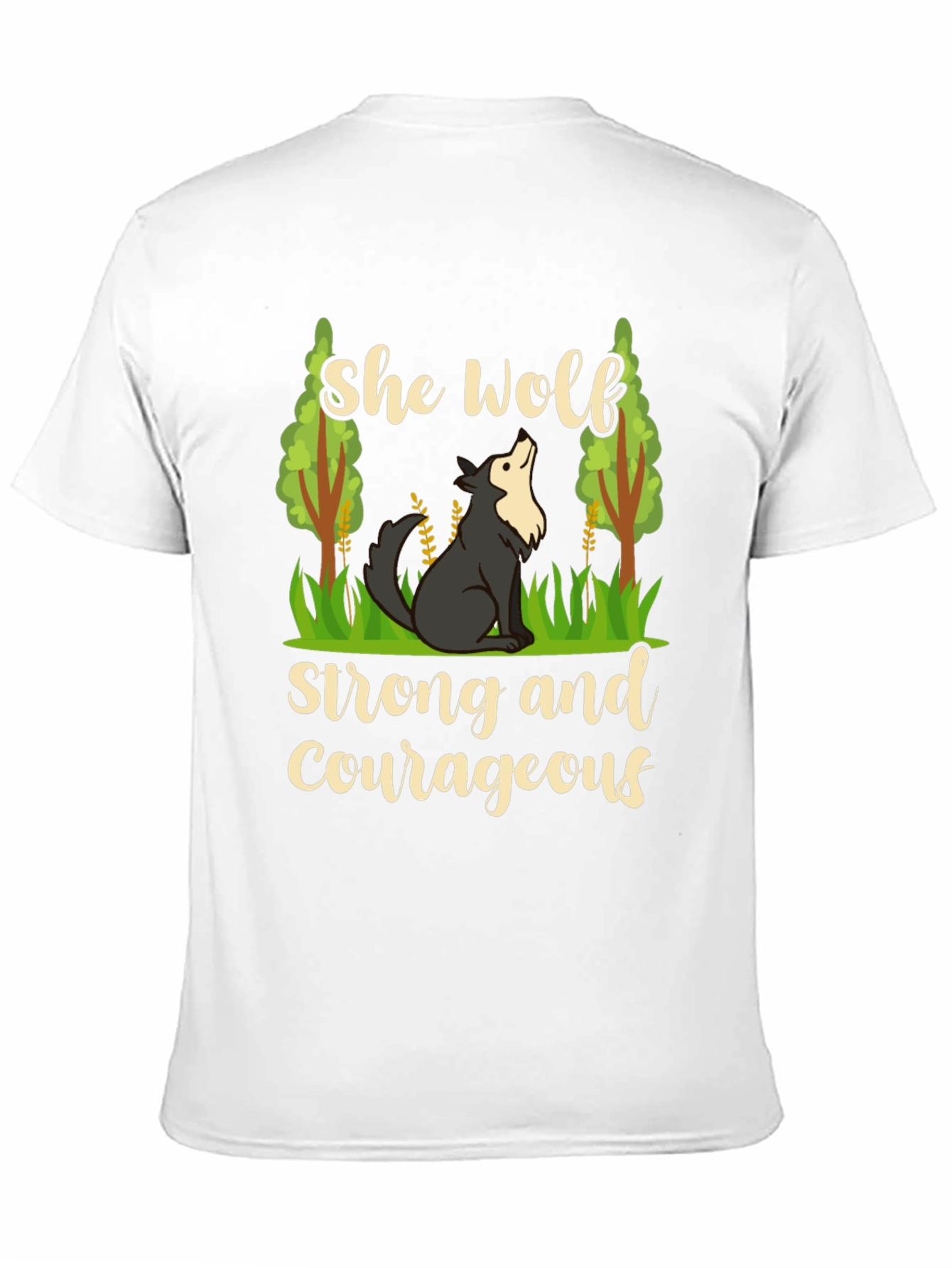 She Wolf Strong and Courageous Black T-Shirt