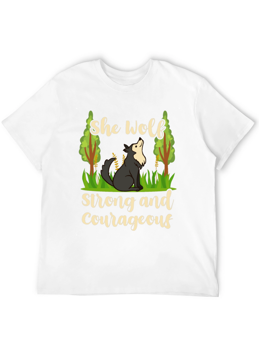 She Wolf Strong and Courageous Black T-Shirt
