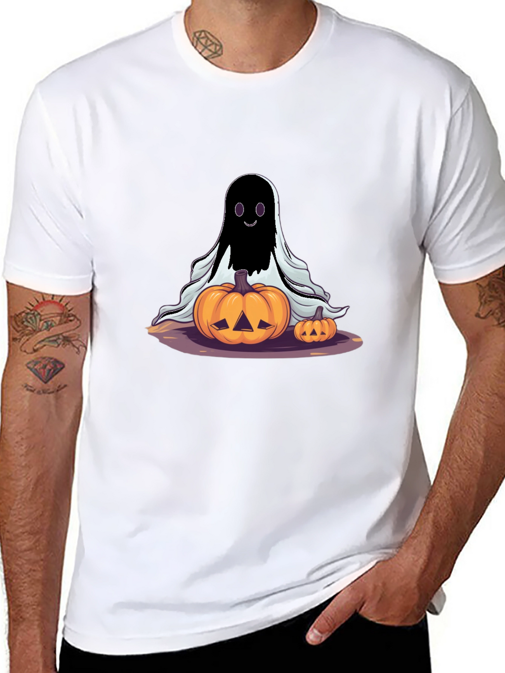 Spooky Ghost & Pumpkins Halloween T-Shirt