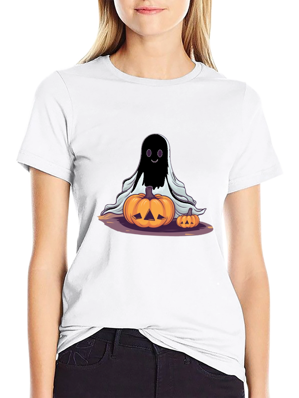 Spooky Ghost & Pumpkins Halloween T-Shirt