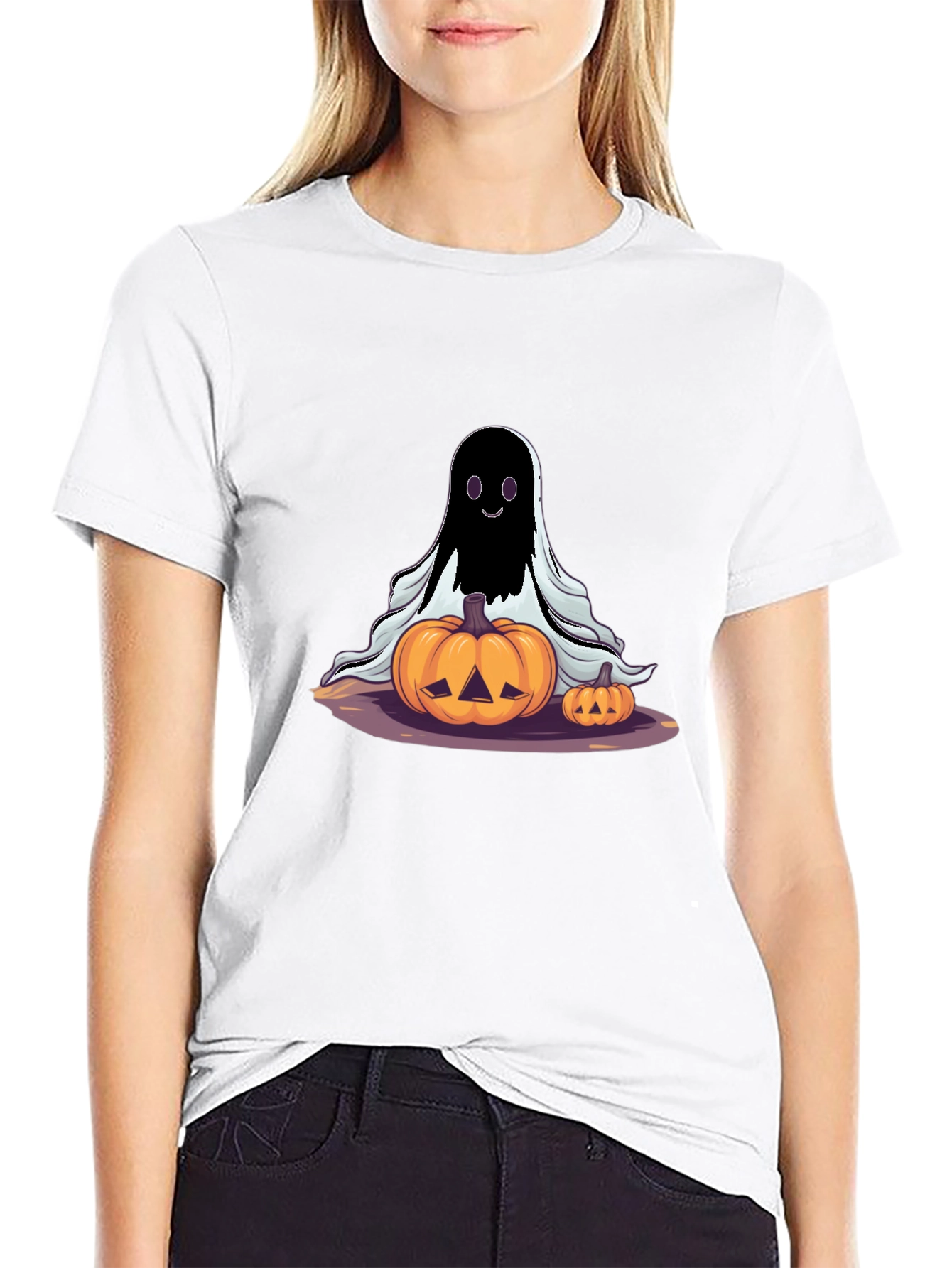 Spooky Ghost & Pumpkins Halloween T-Shirt