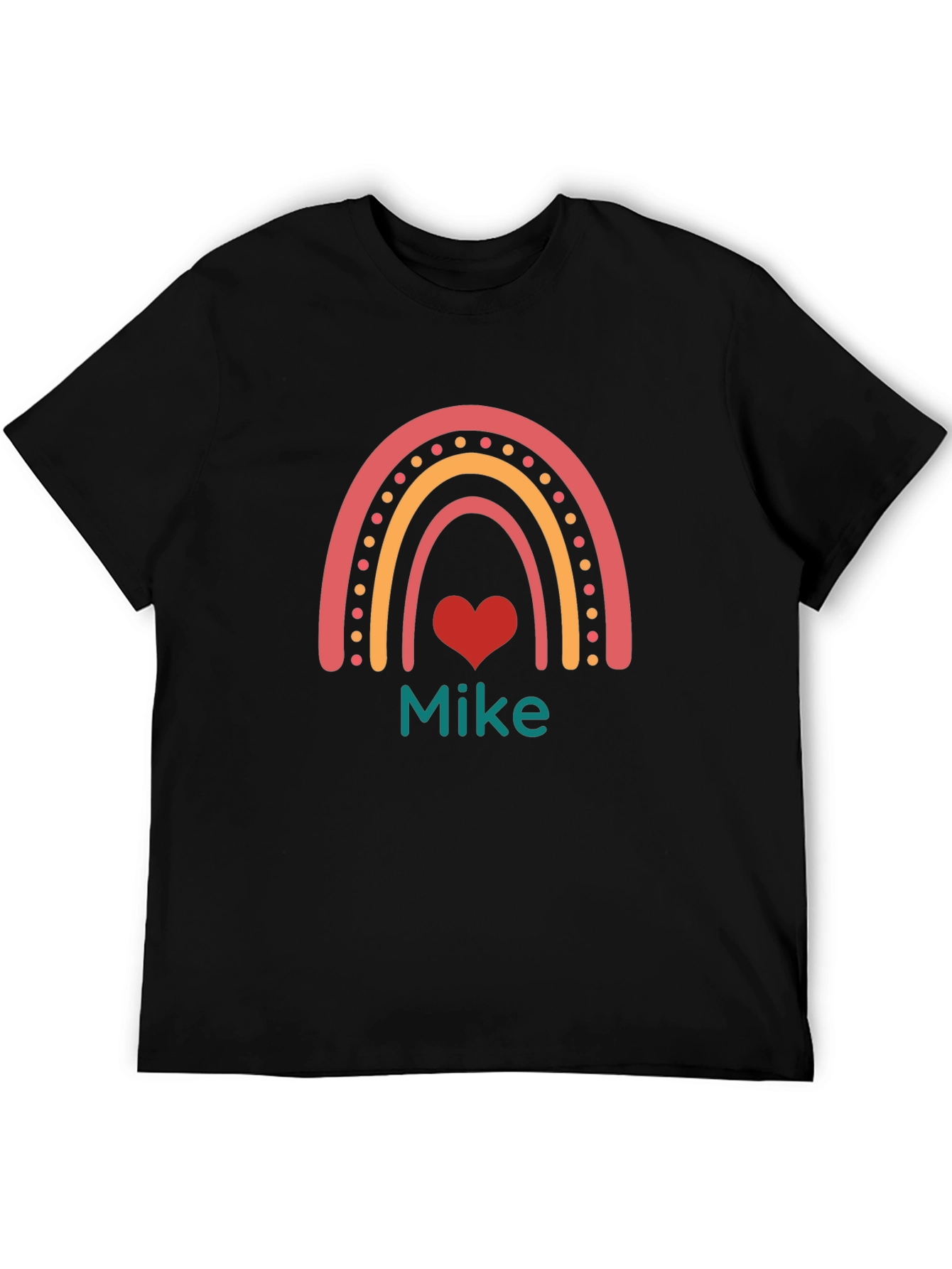 Personalized Rainbow Heart Graphic T-Shirt