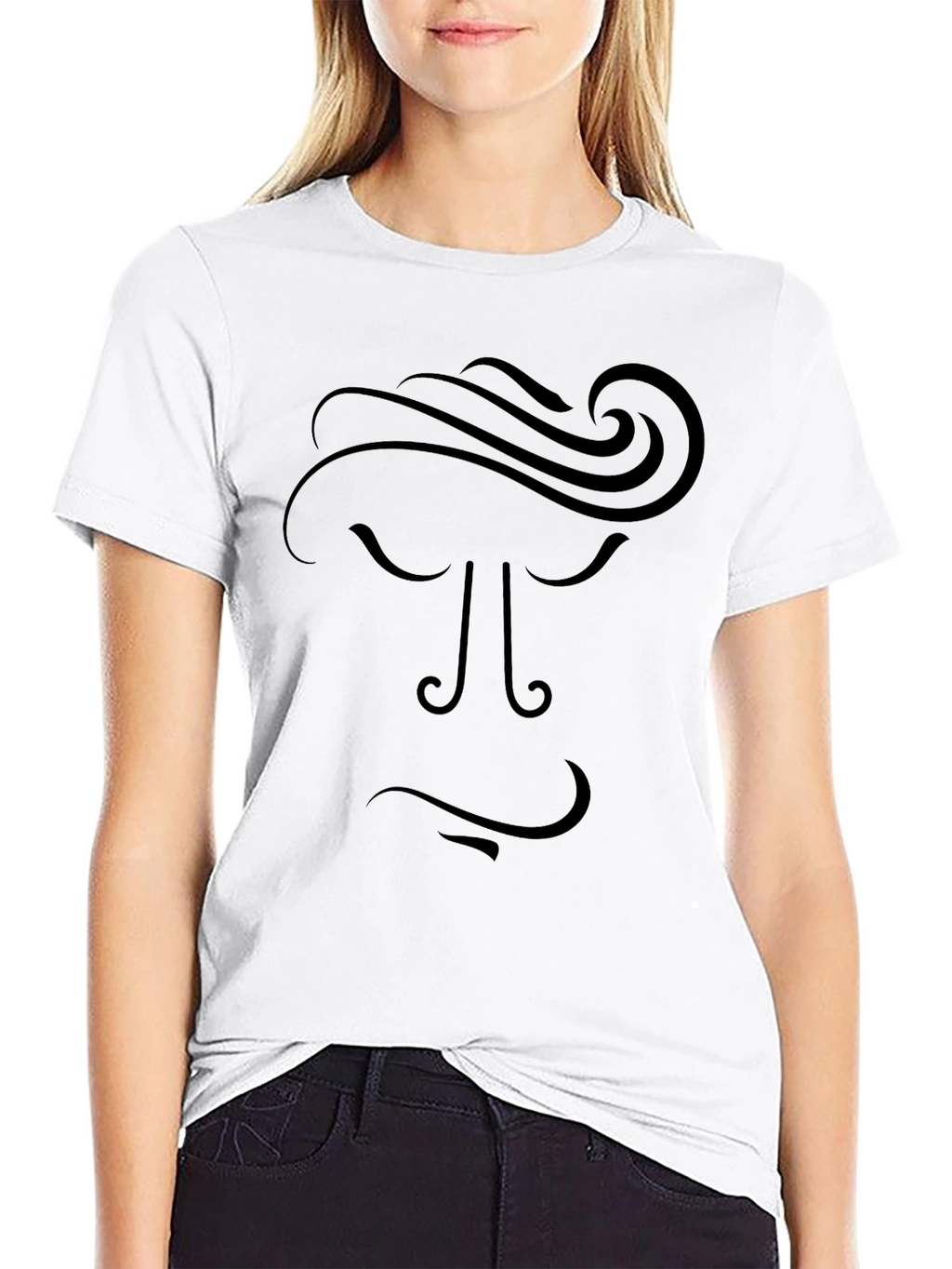 Abstract Face Graphic Tee - Black