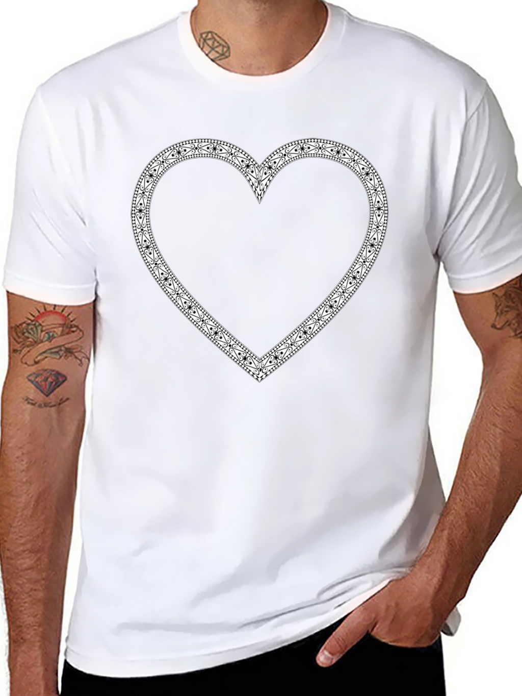 Graphic Heart Tee - Stylish Black Cotton T-Shirt
