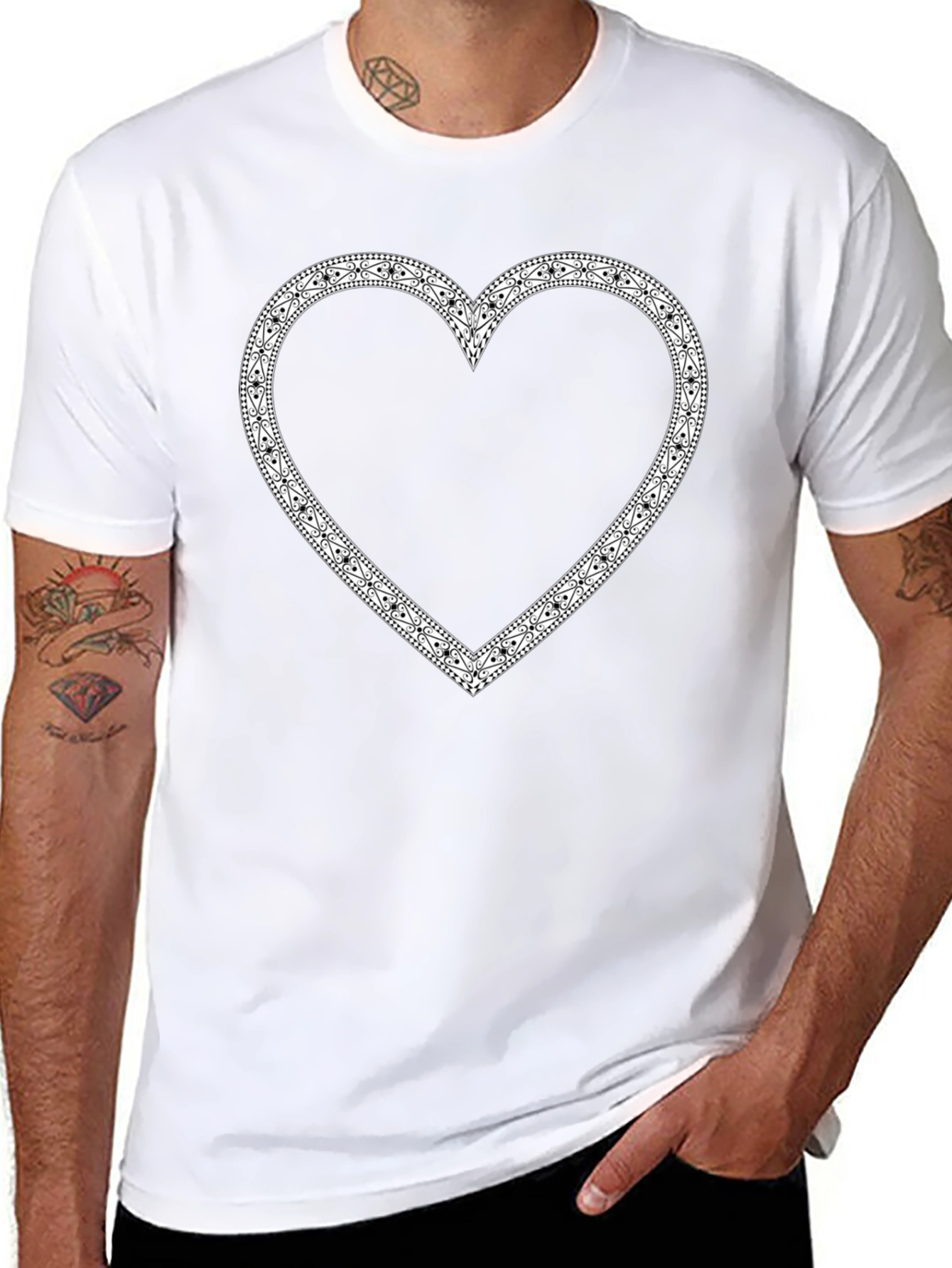 Graphic Heart Tee - Stylish Black Cotton T-Shirt