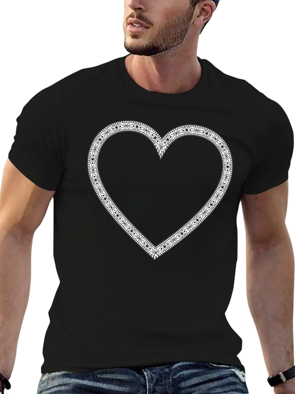 Graphic Heart Tee - Stylish Black Cotton T-Shirt