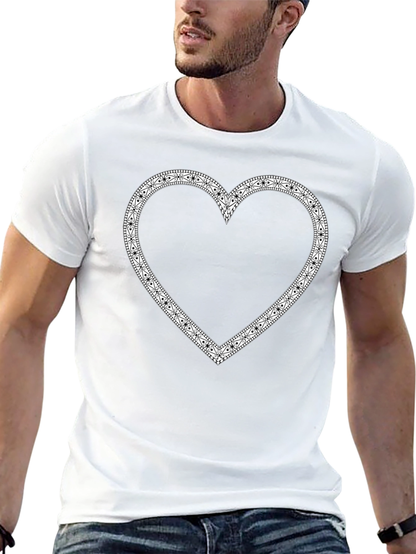 Graphic Heart Tee - Stylish Black Cotton T-Shirt