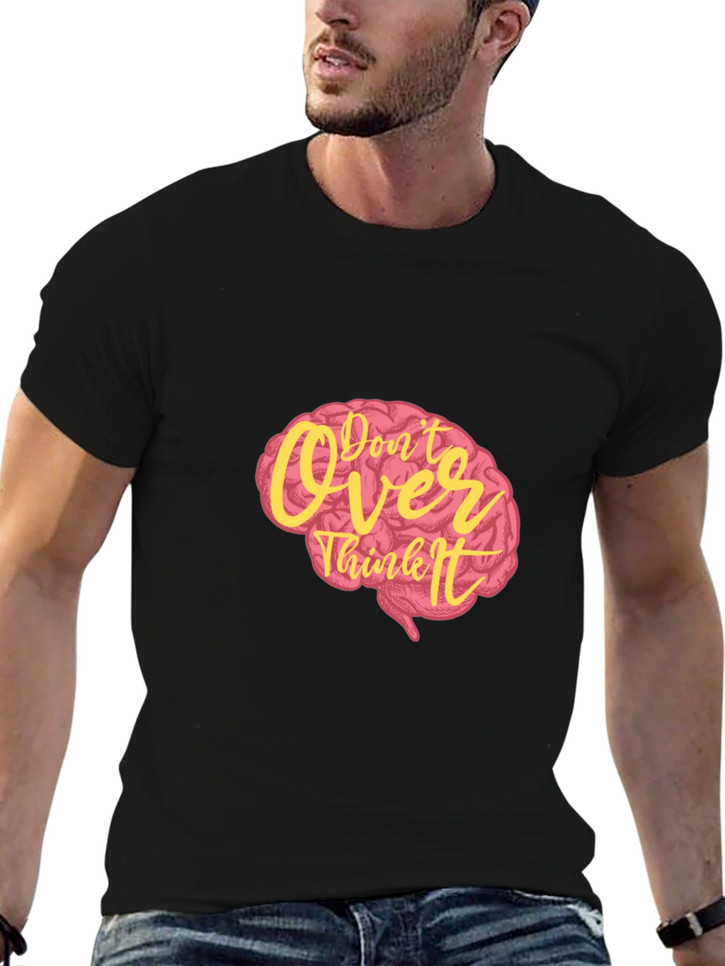 Dont Overthink It Graphic Tee - Black