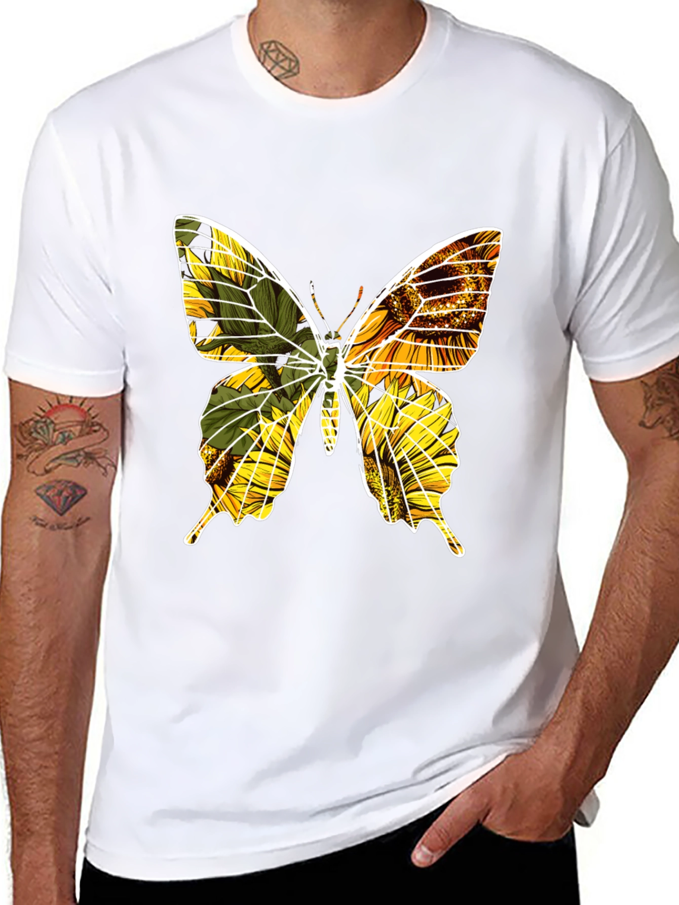 Sunflower Butterfly Graphic Tee
