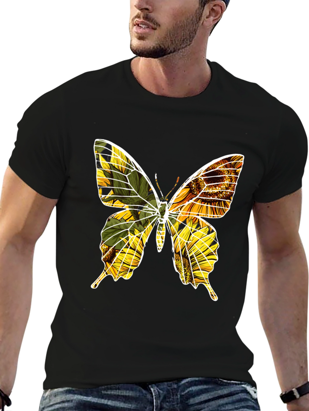Sunflower Butterfly Graphic Tee