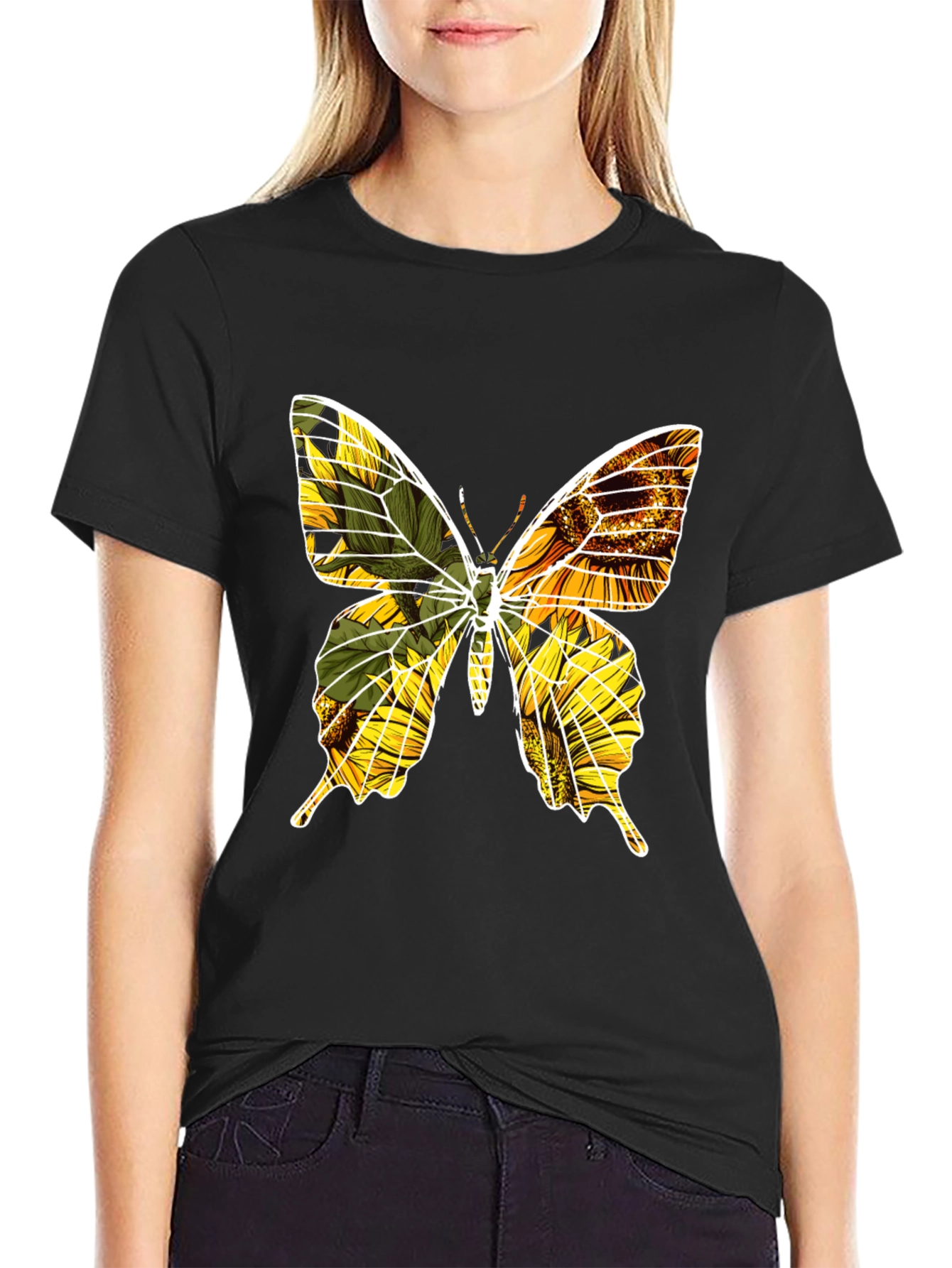 Sunflower Butterfly Graphic Tee