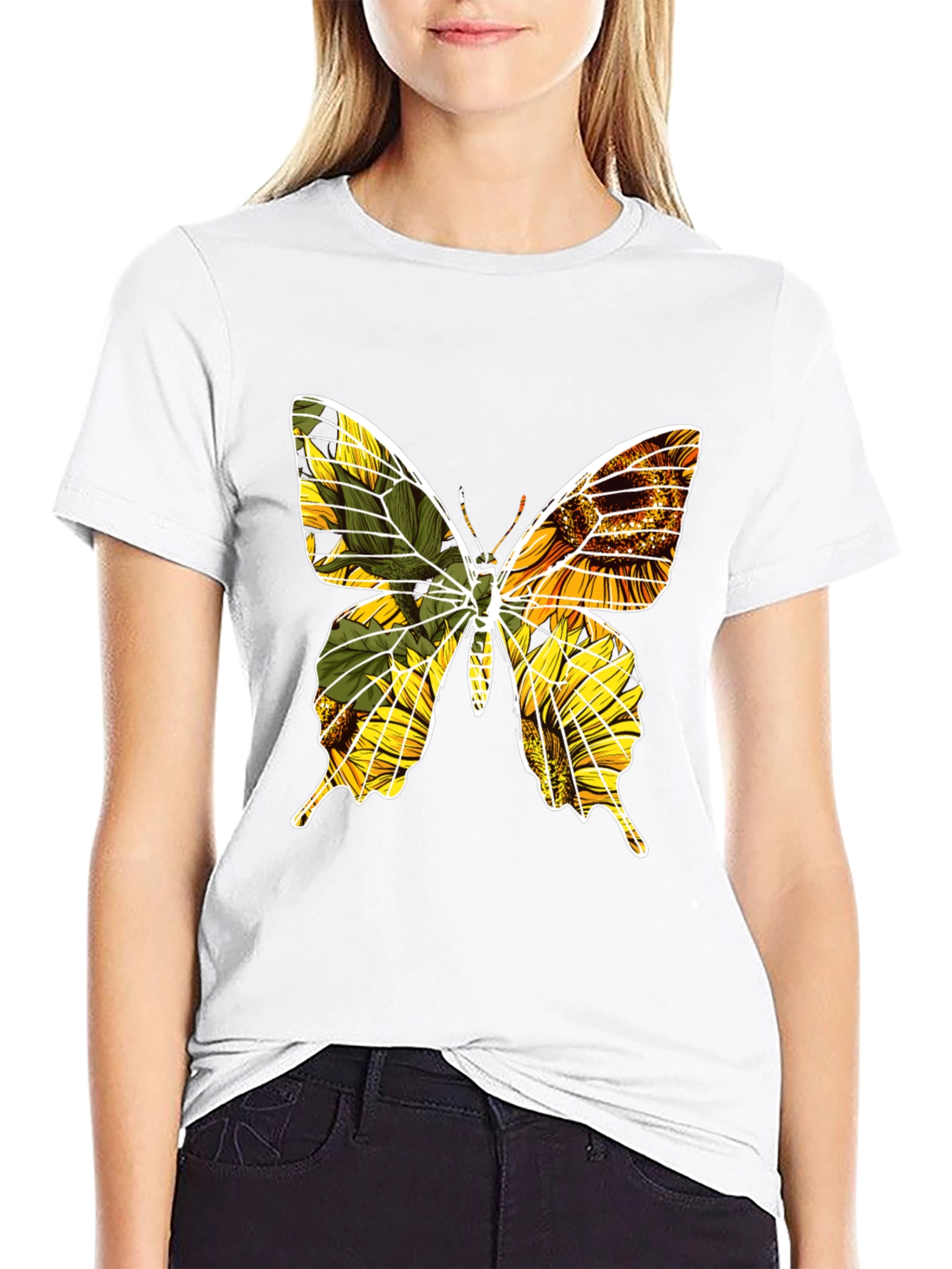 Sunflower Butterfly Graphic Tee