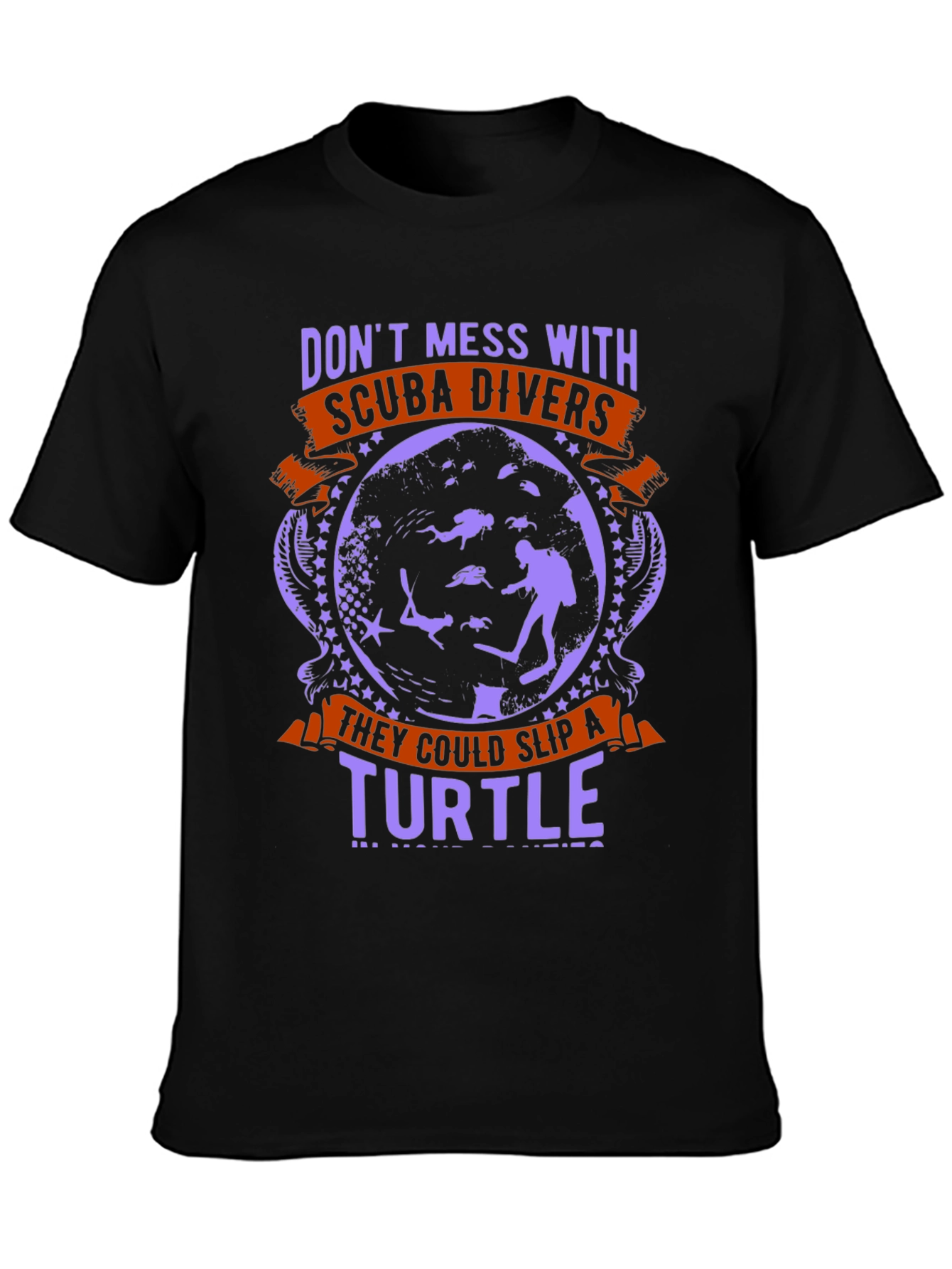 Scuba Diver Turtle Graphic T-Shirt