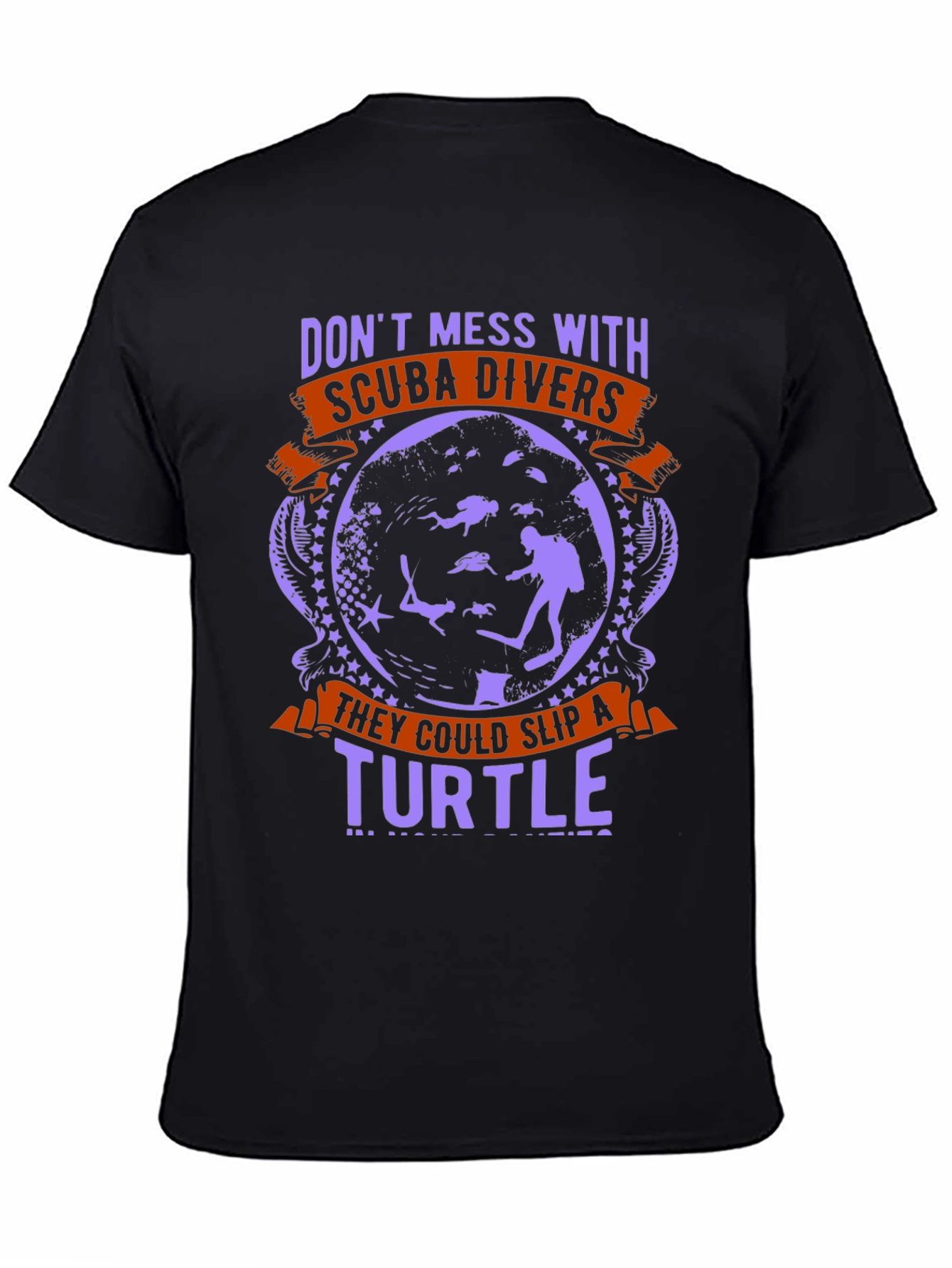Scuba Diver Turtle Graphic T-Shirt