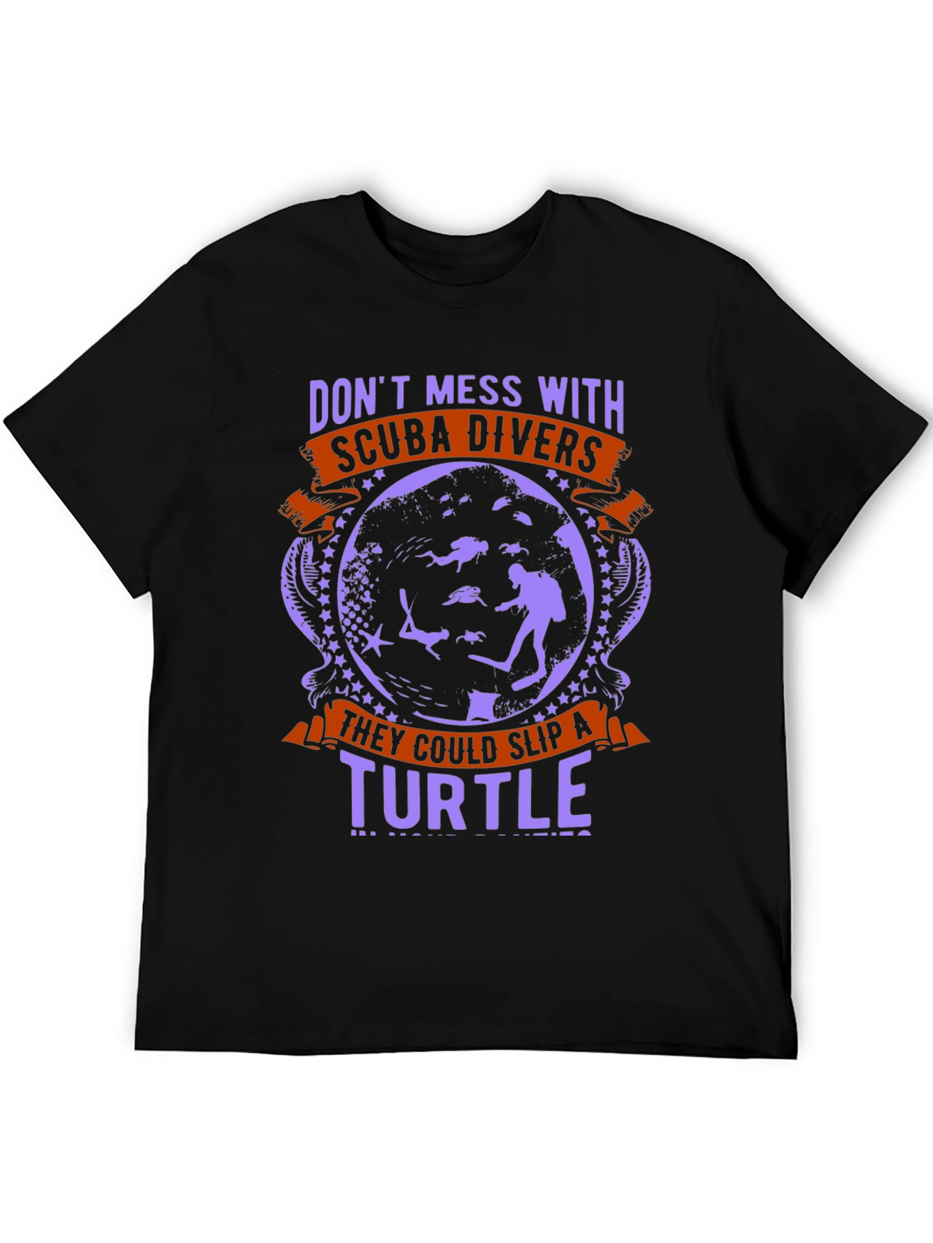 Scuba Diver Turtle Graphic T-Shirt