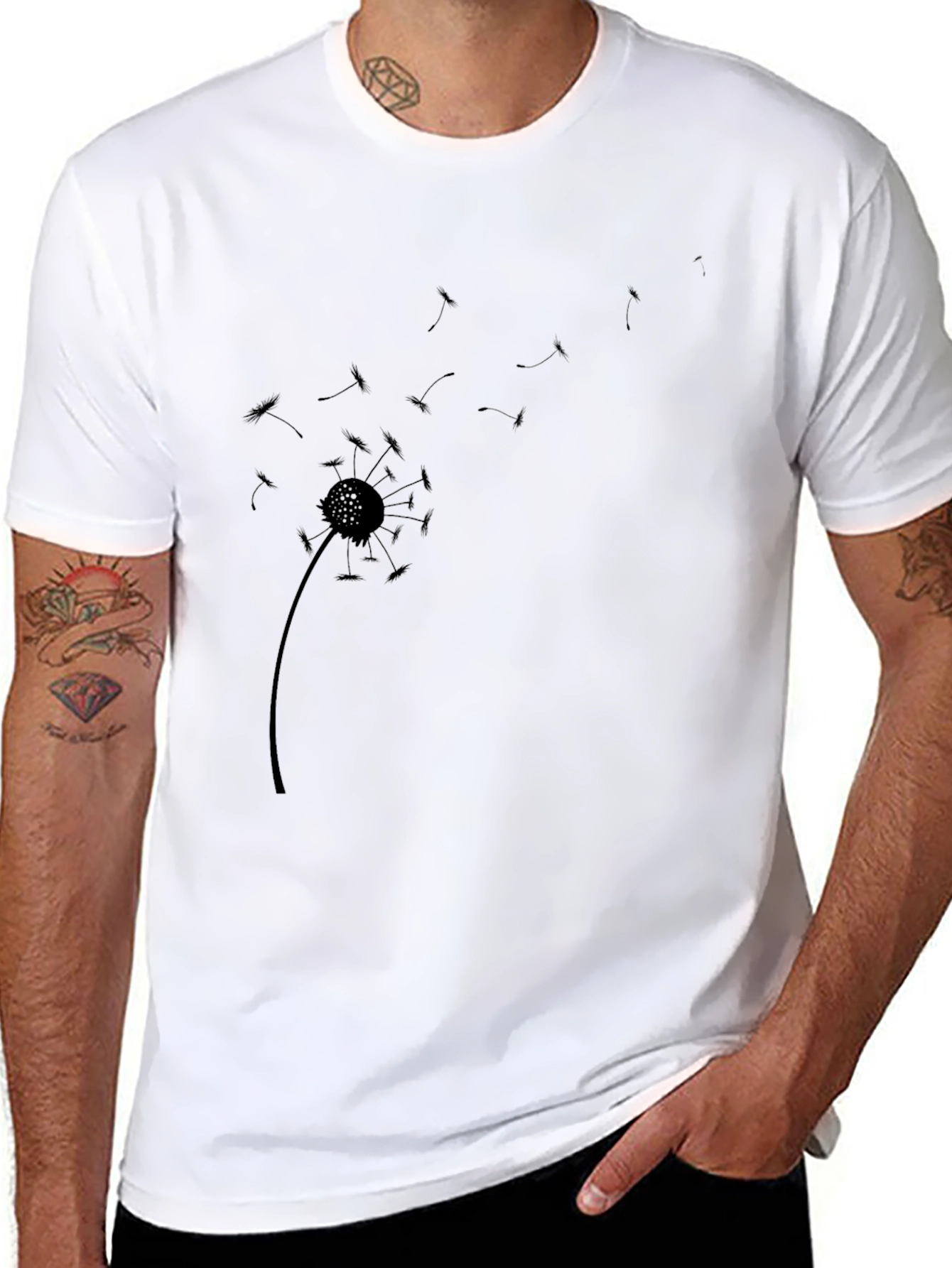 Dandelion Graphic Print Black Casual T-Shirt