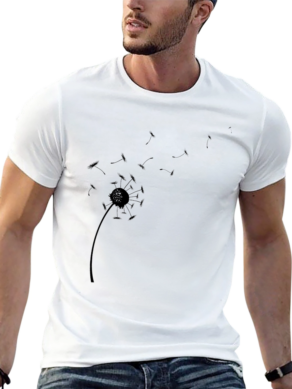 Dandelion Graphic Print Black Casual T-Shirt