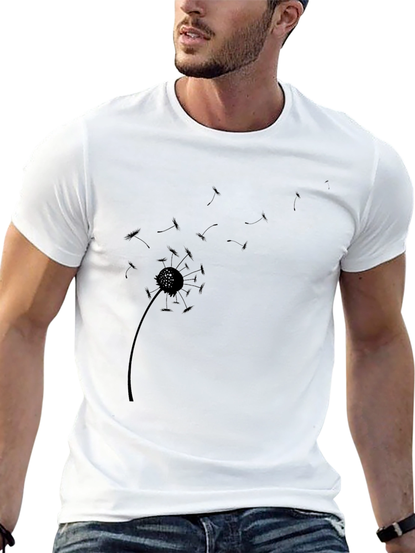 Dandelion Graphic Print Black Casual T-Shirt