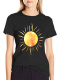 Radiant Sun Graphic Tee - Black Cotton T-Shirt