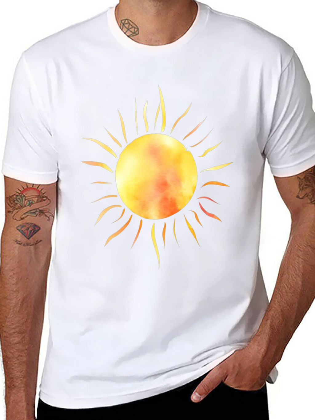 Radiant Sun Graphic Tee - Black Cotton T-Shirt