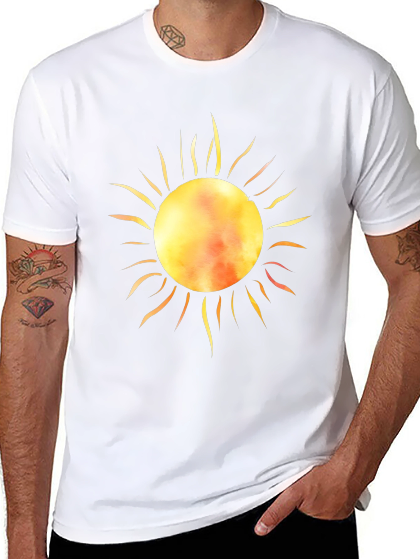 Radiant Sun Graphic Tee - Black Cotton T-Shirt