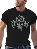 Black Tee with Floral Tree Graphic Print