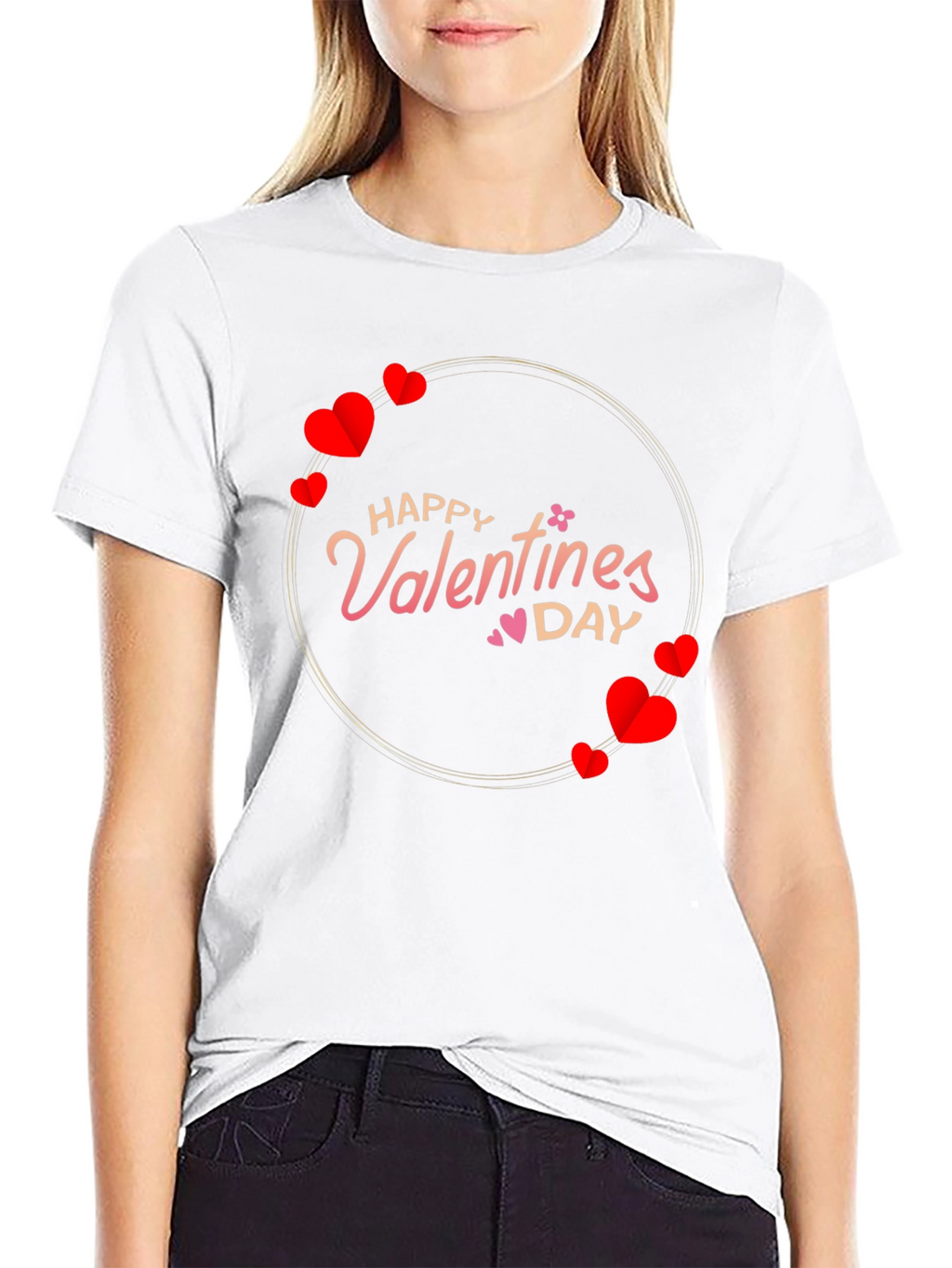 Happy Valentines Day T-Shirt - Heart Circle Design