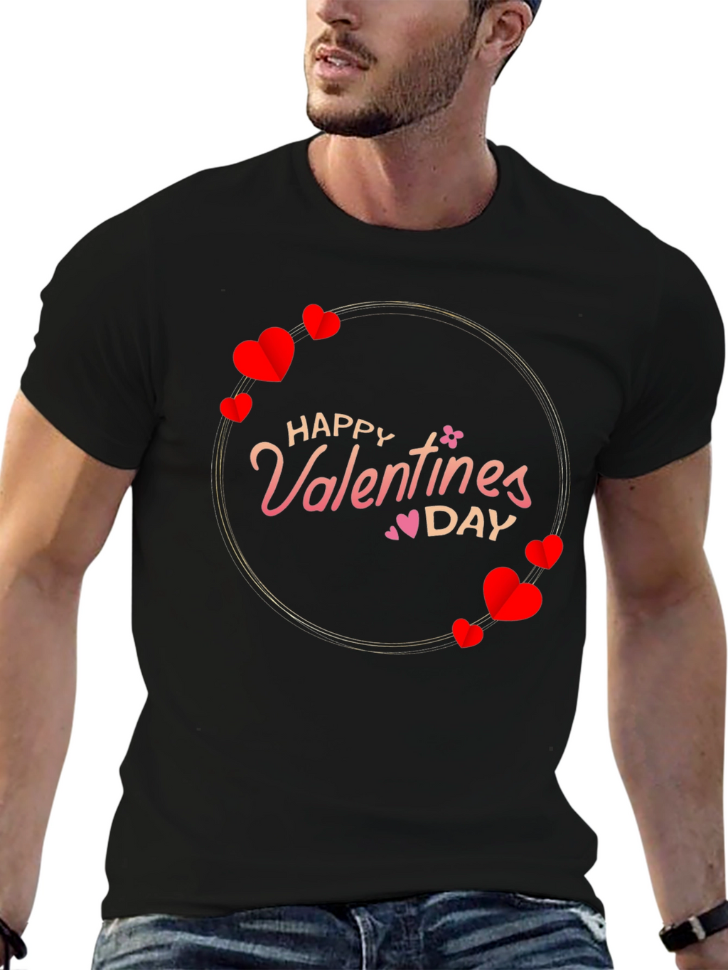 Happy Valentines Day T-Shirt - Heart Circle Design