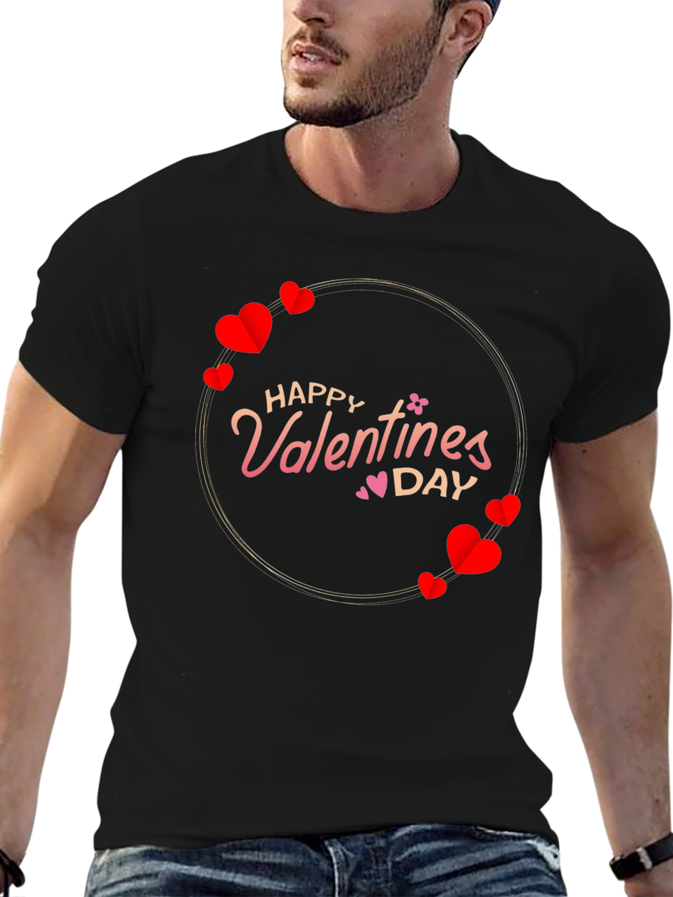 Happy Valentines Day T-Shirt - Heart Circle Design