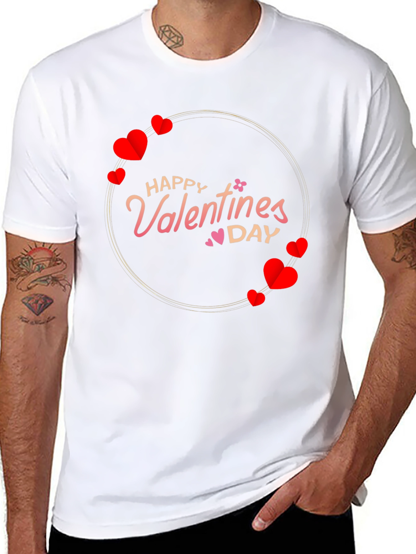 Happy Valentines Day T-Shirt - Heart Circle Design