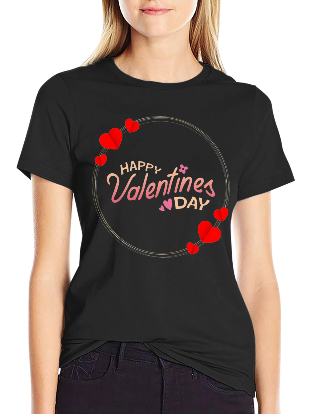 Happy Valentines Day T-Shirt - Heart Circle Design