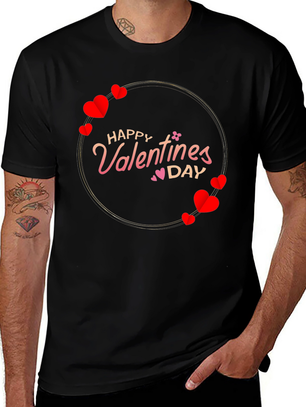 Happy Valentines Day T-Shirt - Heart Circle Design