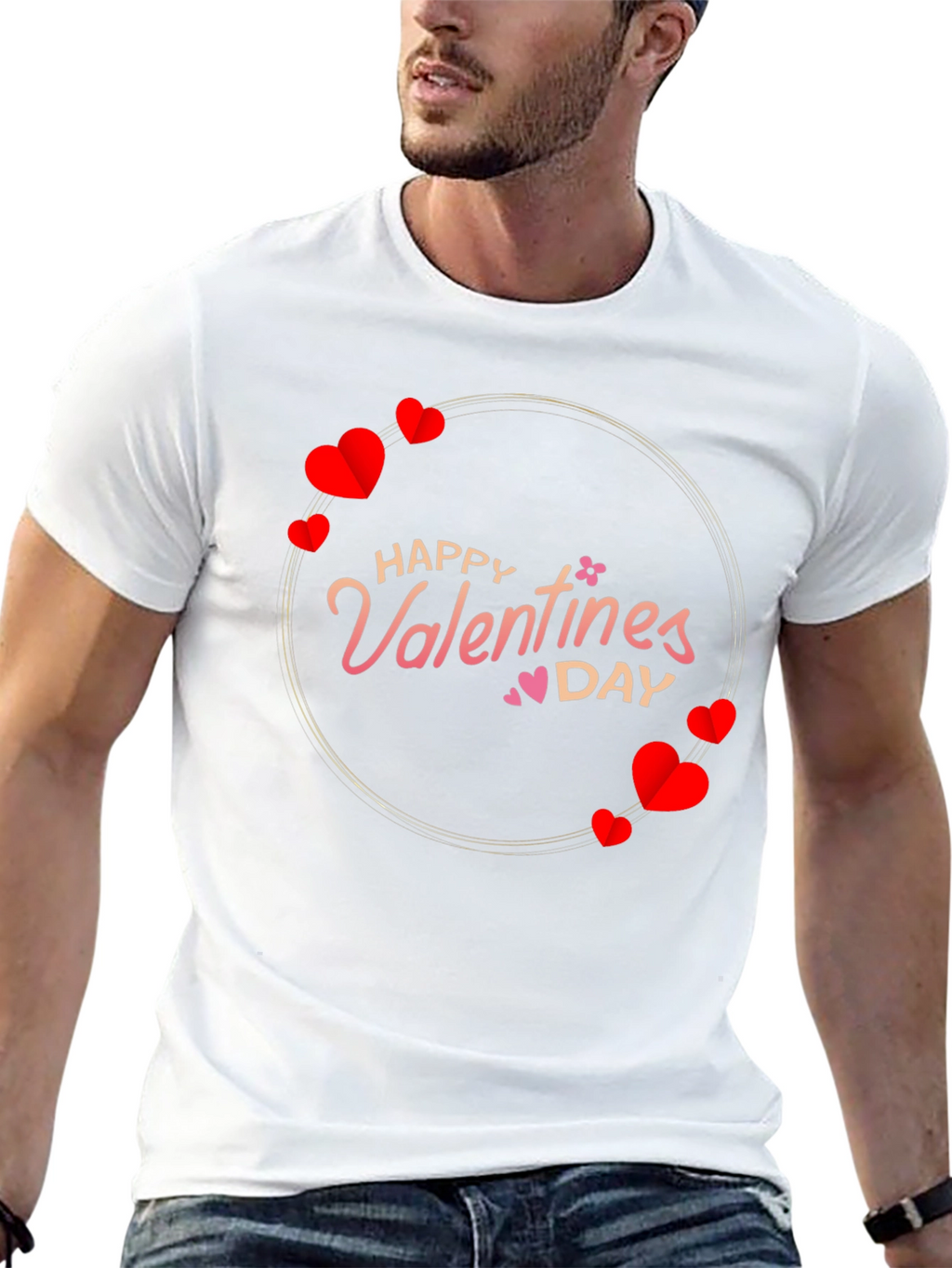 Happy Valentines Day T-Shirt - Heart Circle Design