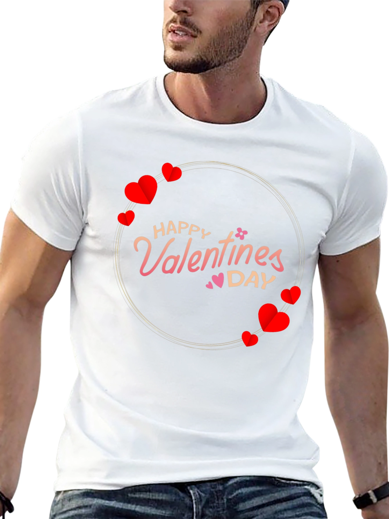 Happy Valentines Day T-Shirt - Heart Circle Design