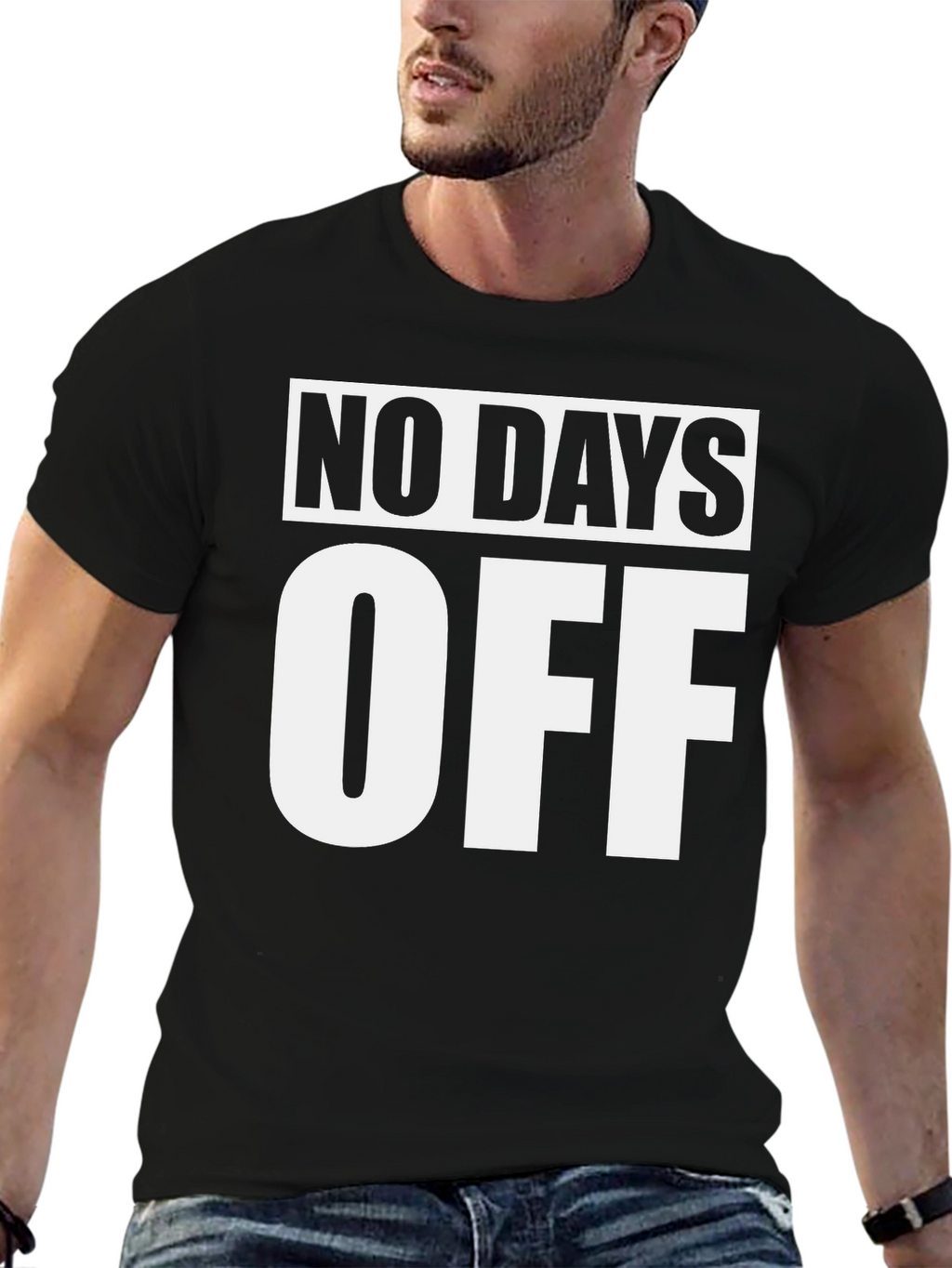 No Days Off Black Graphic Tee