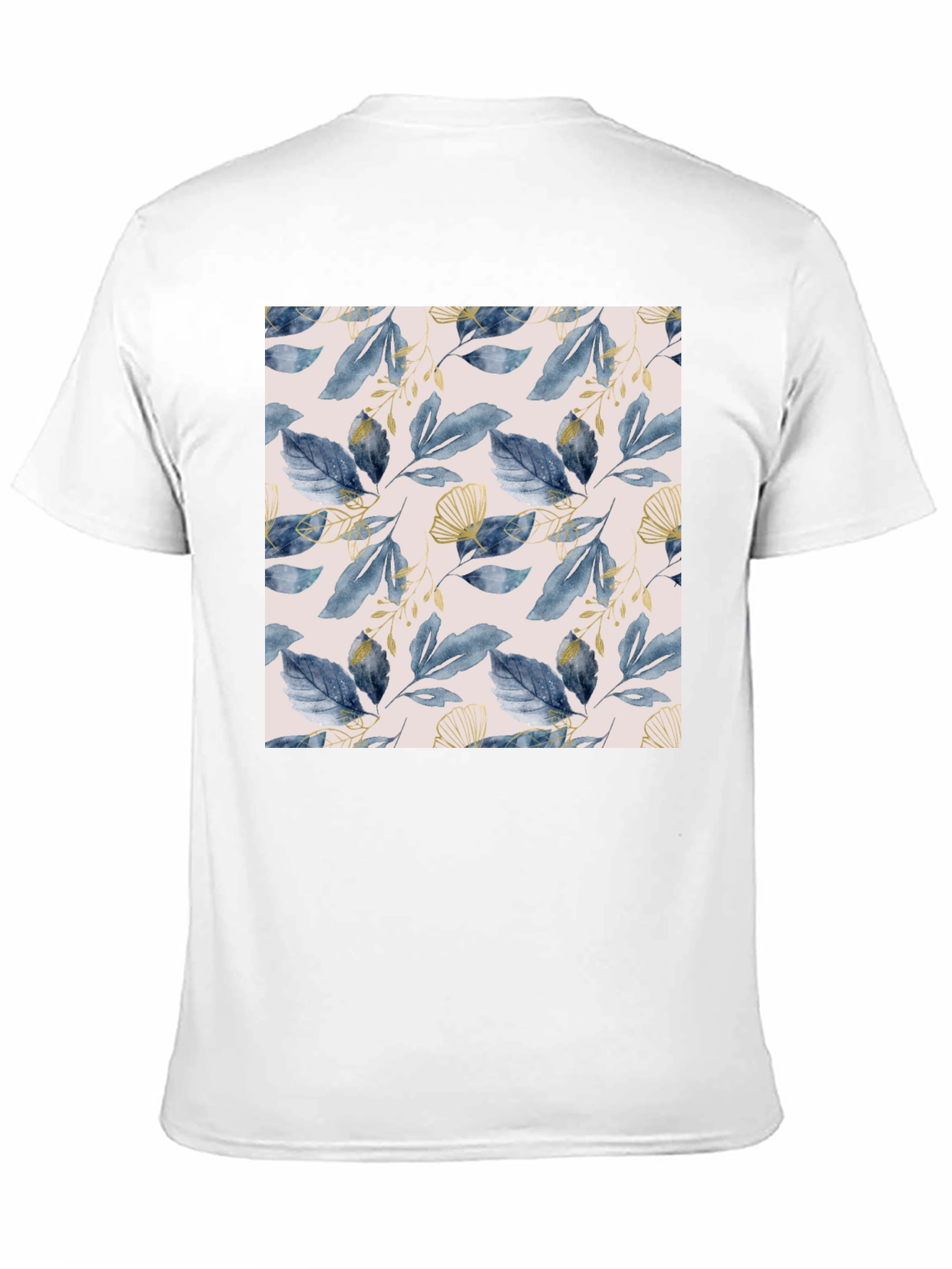 Stylish Leaf Pattern Black T-Shirt