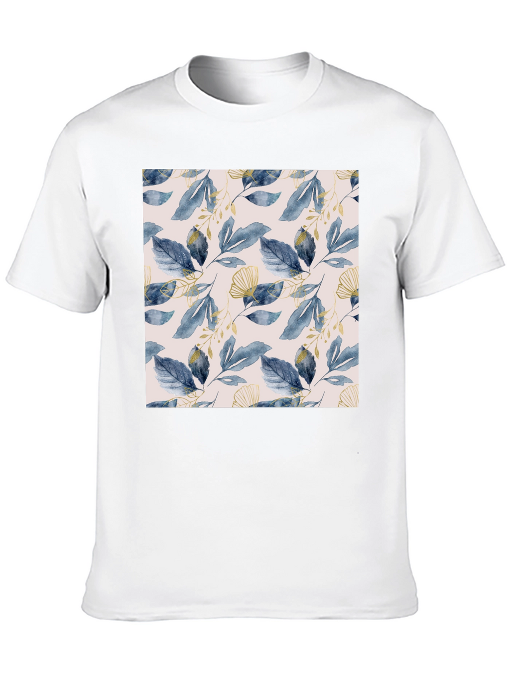 Stylish Leaf Pattern Black T-Shirt