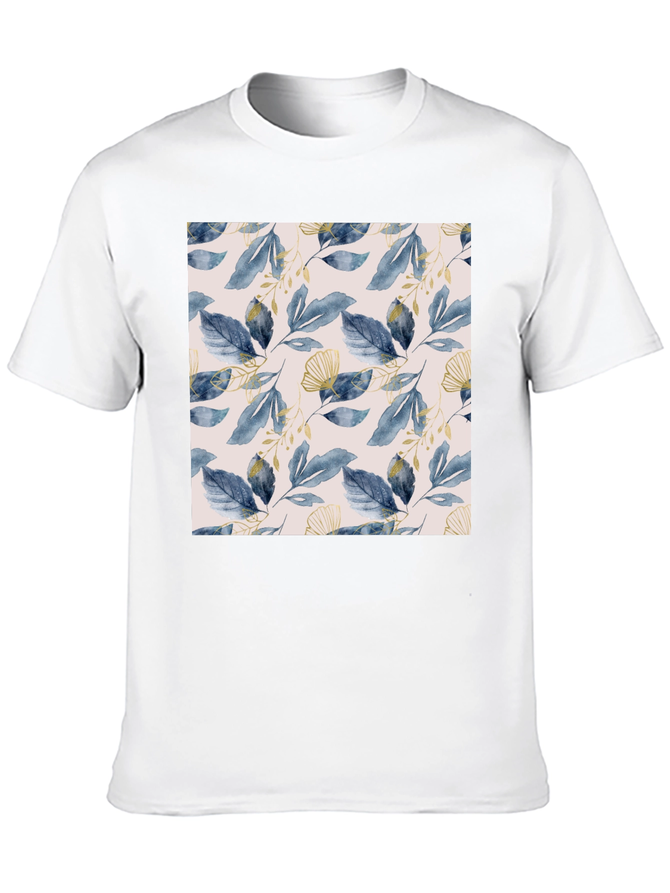 Stylish Leaf Pattern Black T-Shirt