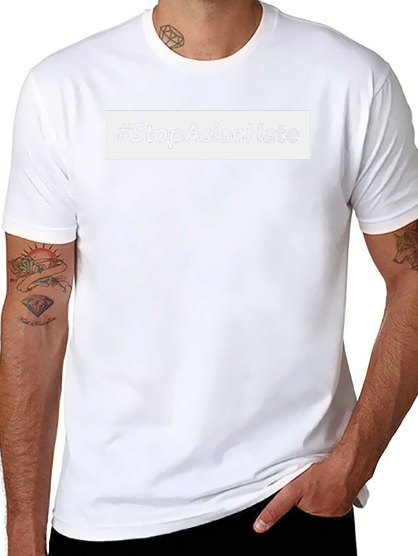Stop Asian Hate Black Cotton T-Shirt