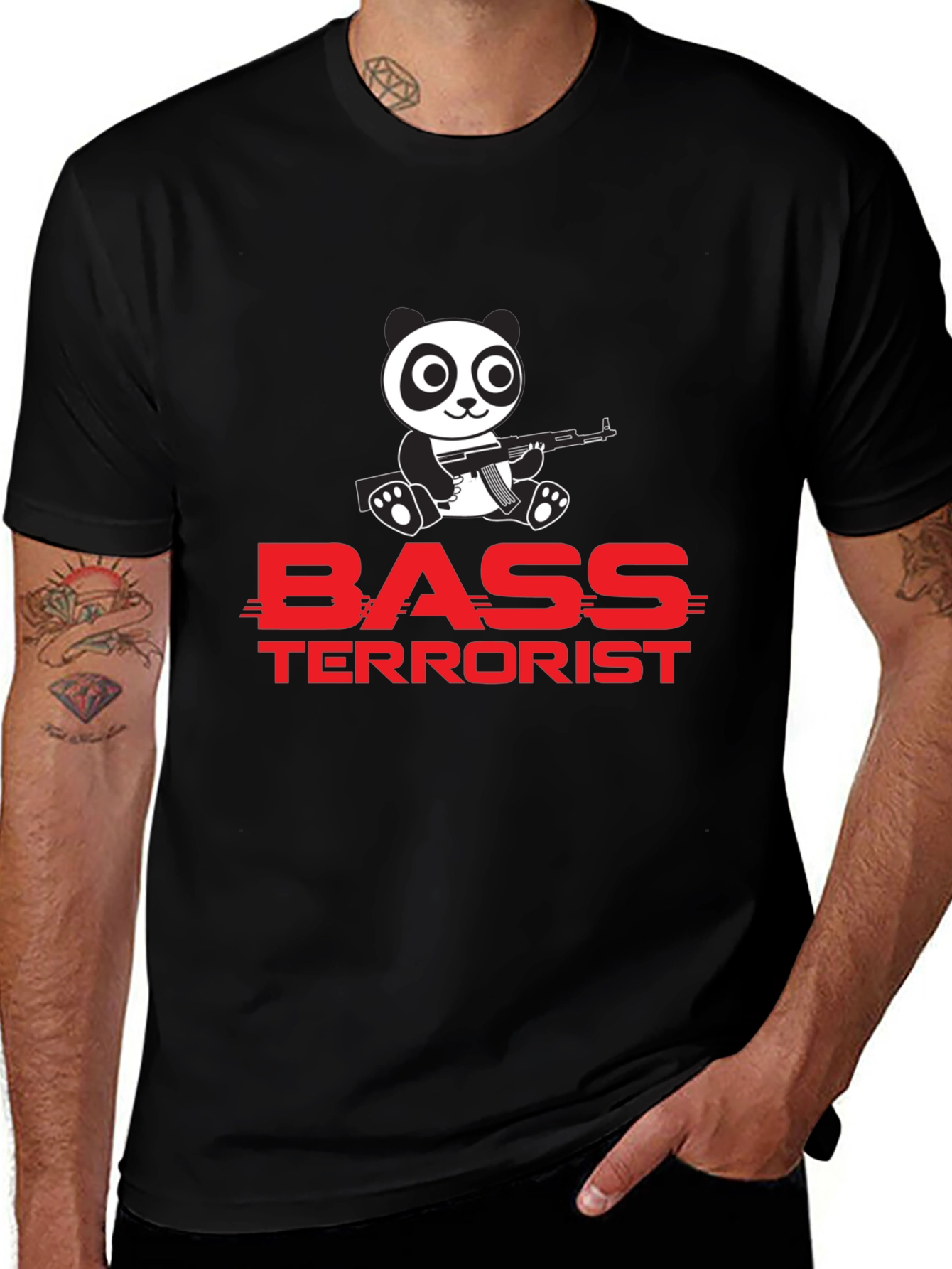 Bass Terrorist Panda T-Shirt - Black