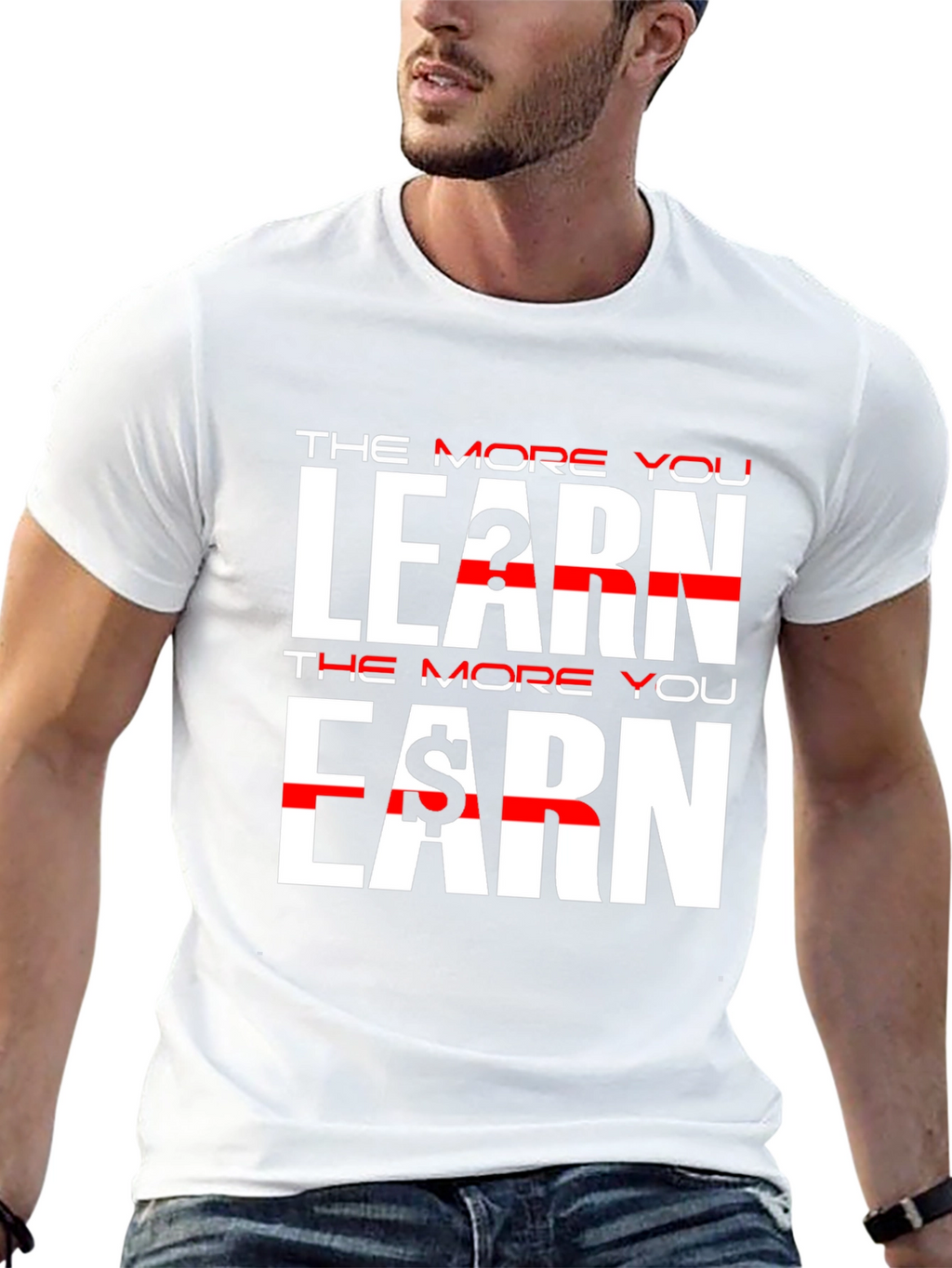 The More You Learn Earn Black T-Shirt