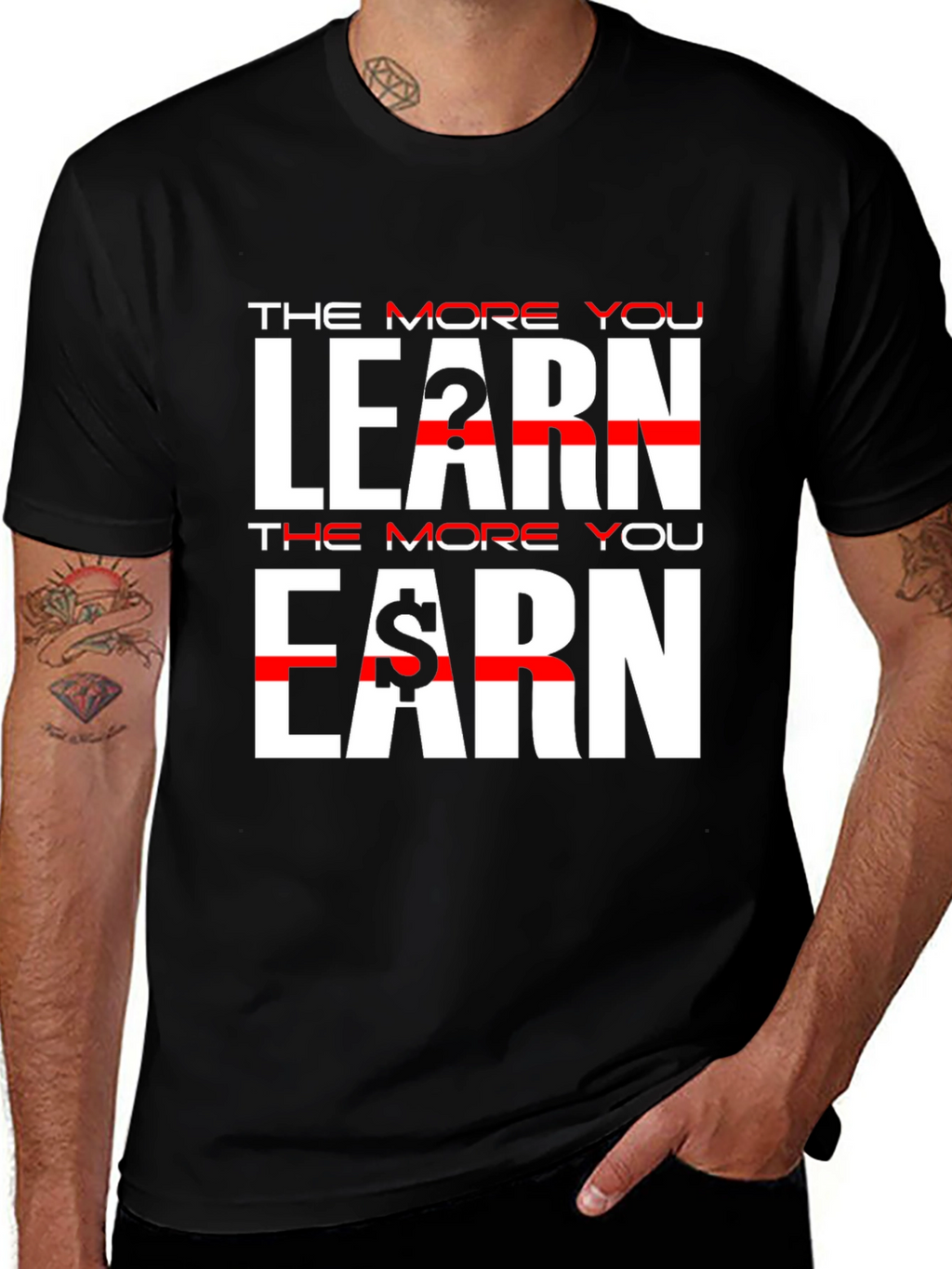 The More You Learn Earn Black T-Shirt