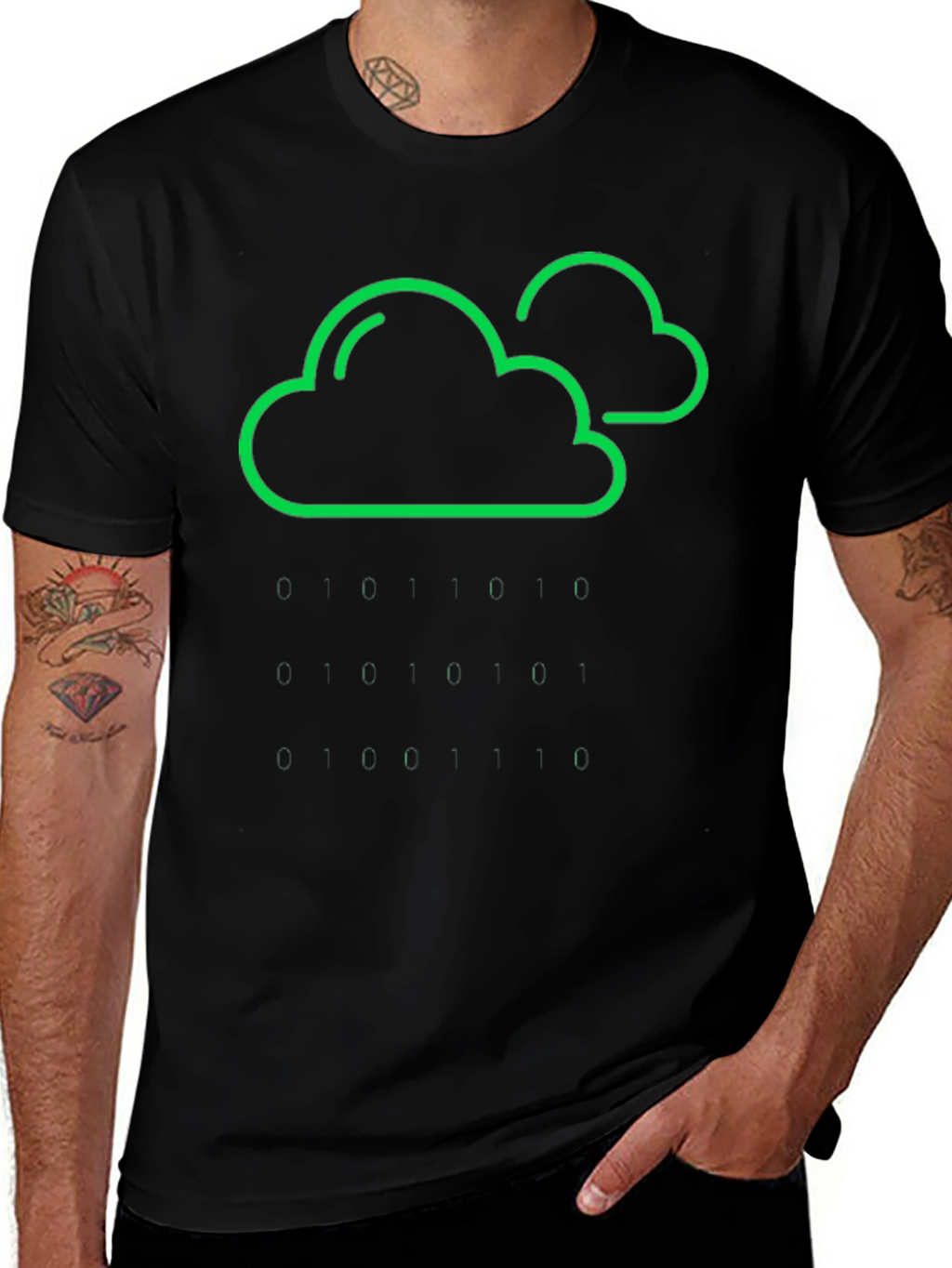 Cloud & Raindrop Graphic Tee - Black